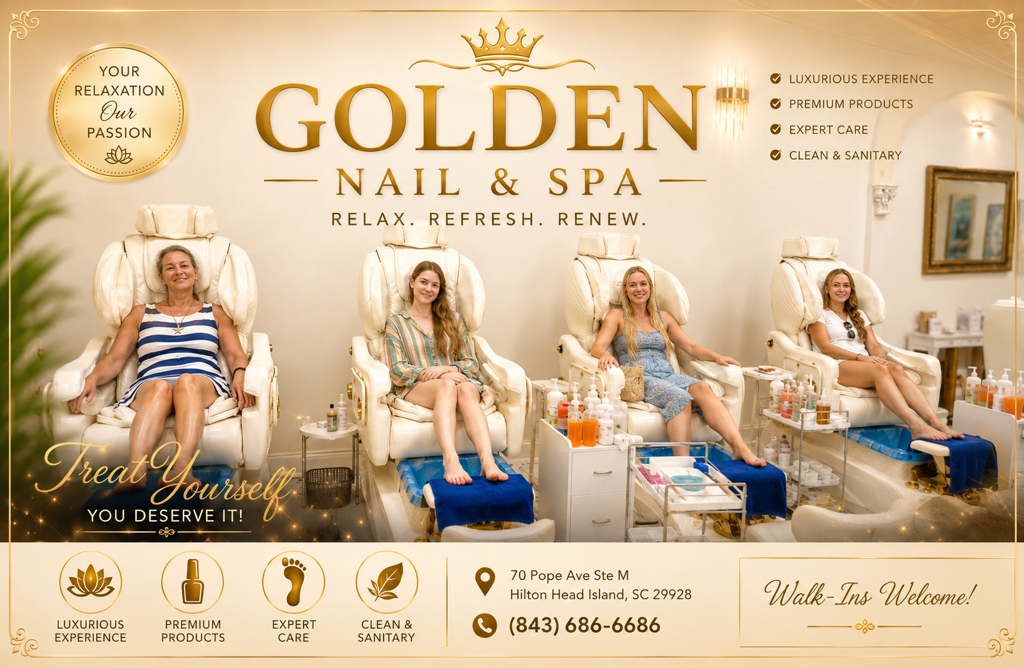 Golden Nails & Spa nail work in Hilton Head Island, South Carolina